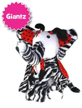 Zebugraphant = zebra + lady bug + elephant large plush stuffed animal [front view]